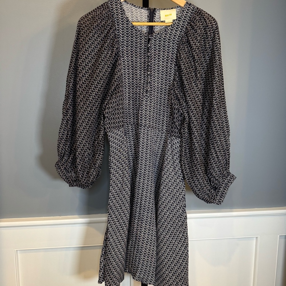 Anthropologie Maeve Nilaya Dress Dark Blue White With Pockets Size‎ S - Picture 2 of 8